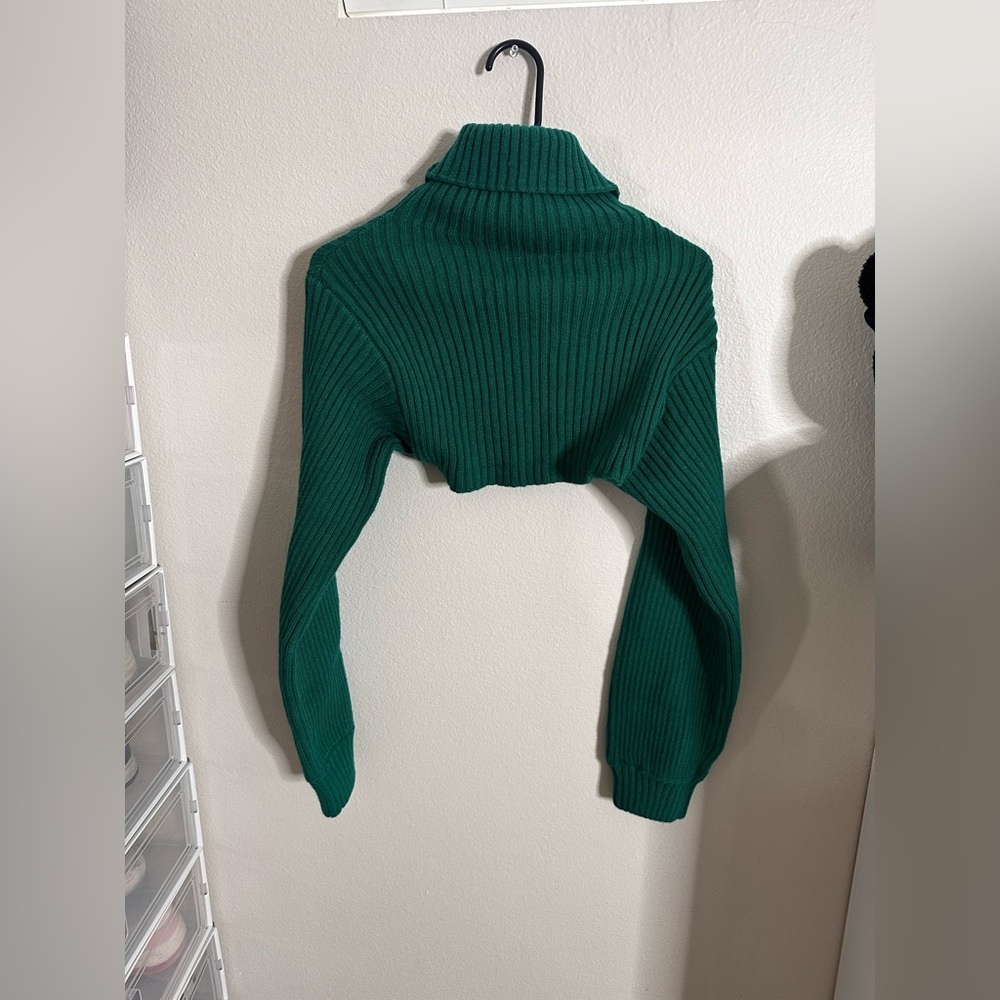 Cropped long sleeve turtle neck